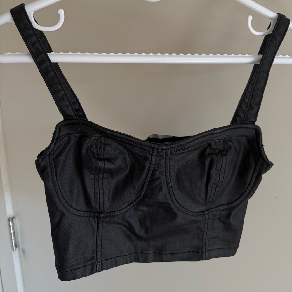 Black Sleeveless Bustier Top